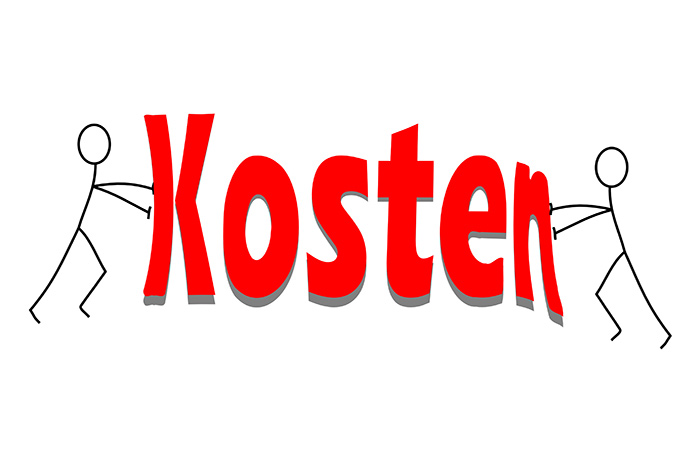 Sparen Sie nicht an Ihrer Gesundheit. Damit der Preis bezahlbar bleibt, haben wir den S-Pap Shop errichtet. Das Wort "Kosten" in roten Buchstaben wird von rechts und links jeweils durch ein Strichmännchen eingedrückt und so werden die "Kosten" quasi von beiden Seiten zusammengedrückt.