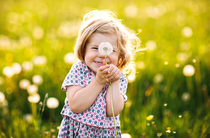 Der Kinderwunsch ohne zusätzliches Risiko musste durch den S-Pap nicht aufgegeben werden. Kind mit Pusteblume freut sich über das Leben